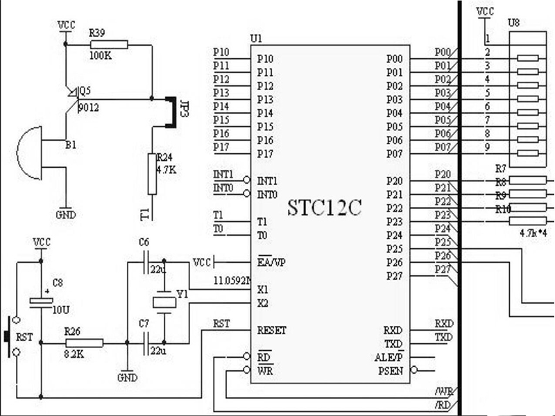 STC12C control smart home appliance anti-theft system application circuit