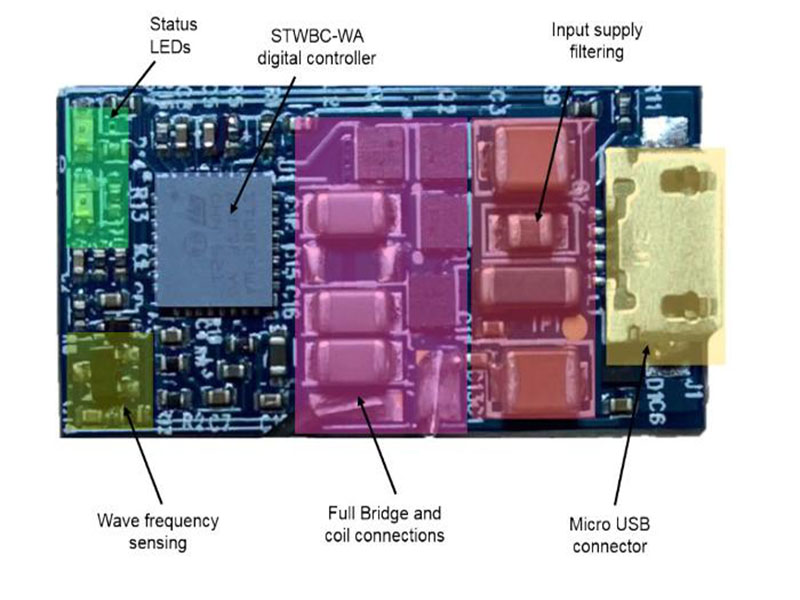 Wireless charging solution for wearable devices based on ST STWBC-WA digital controller